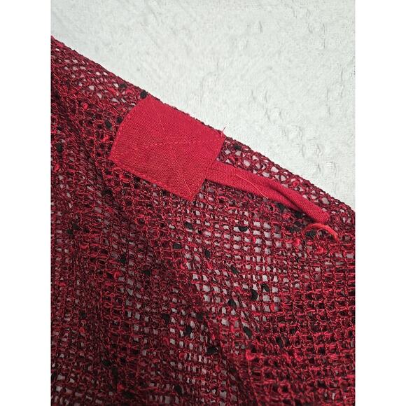 Kaktus Crochet Net Mesh Asymmetrical Burgandy Vest Top Size L Hippie Fairy - Picture 5 of 9